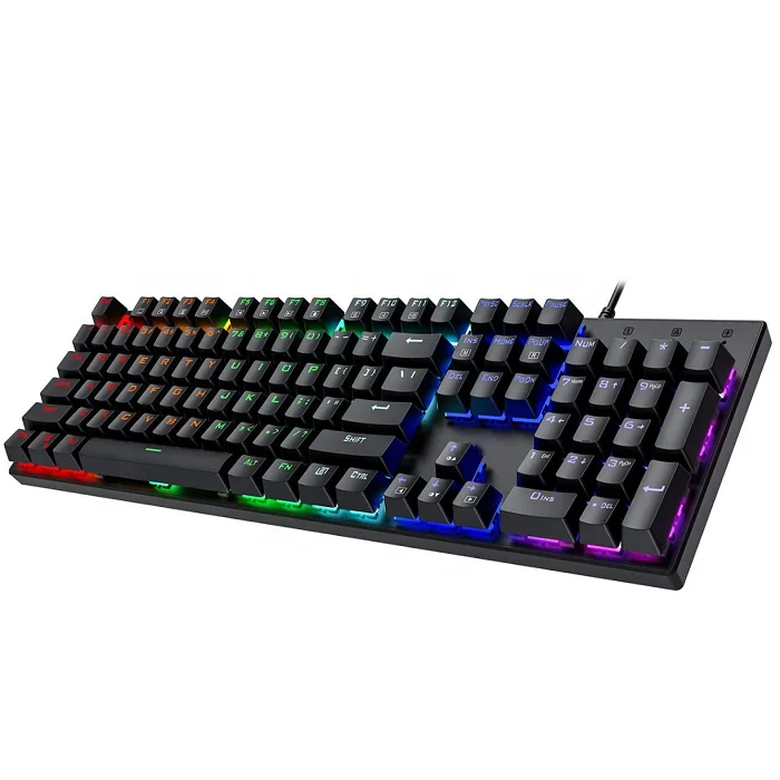 
104 Keys Rainbow Backlit Super Slim Wired USB Mechanical Keyboard 