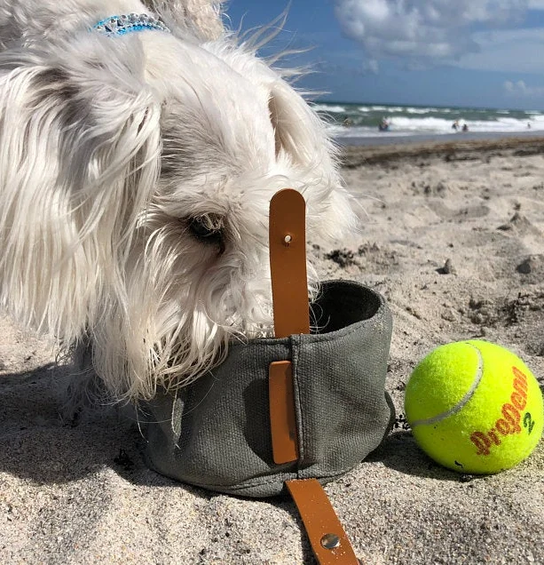 Водонепроницаемая миска для кормления собак, вощеная холщовая дорожная миска для собак, индивидуальная миска для кормления питомцев