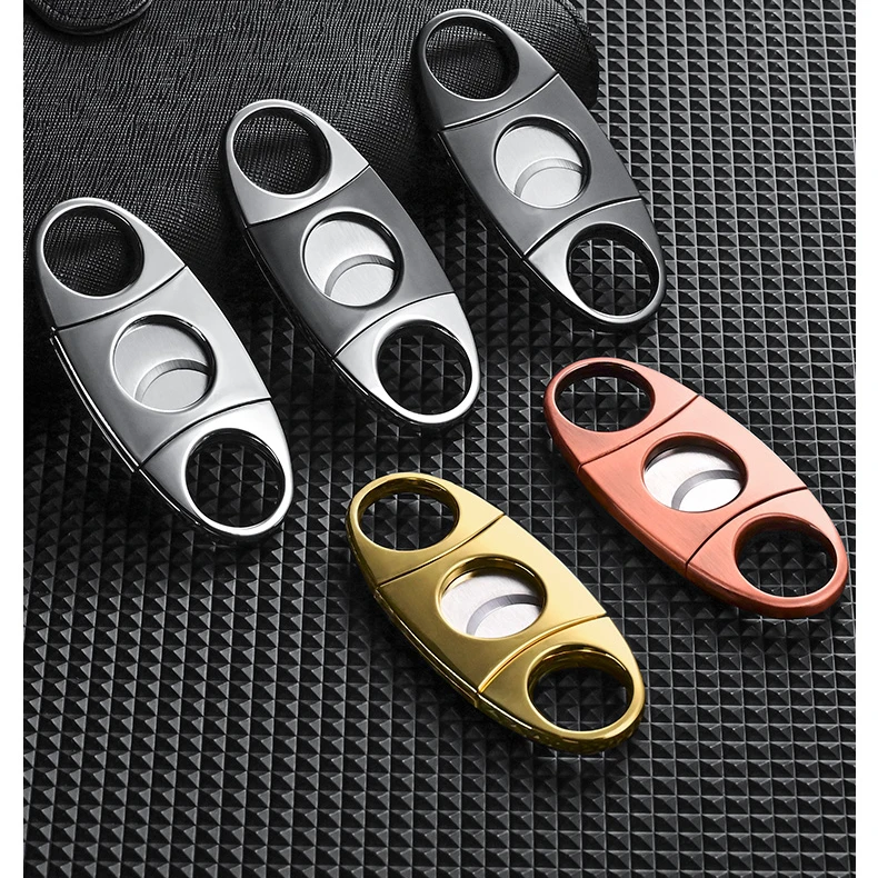 Stainless Steel Guillotine Double Cut Round Head Scissors Sharp Blades Pocket Size Classic Comfortable Cigar Cutter