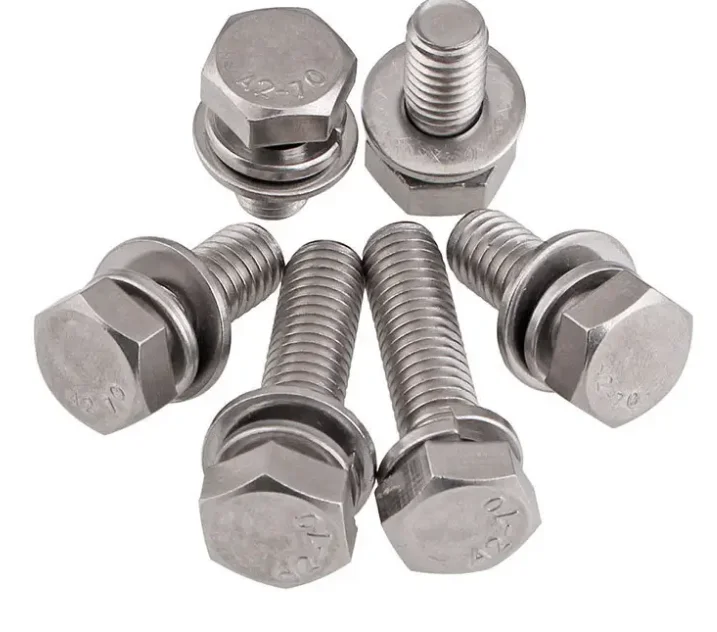 China  Hex bolt and spring washer with plain washer assemblies Zinc Plated  DIN933 M8