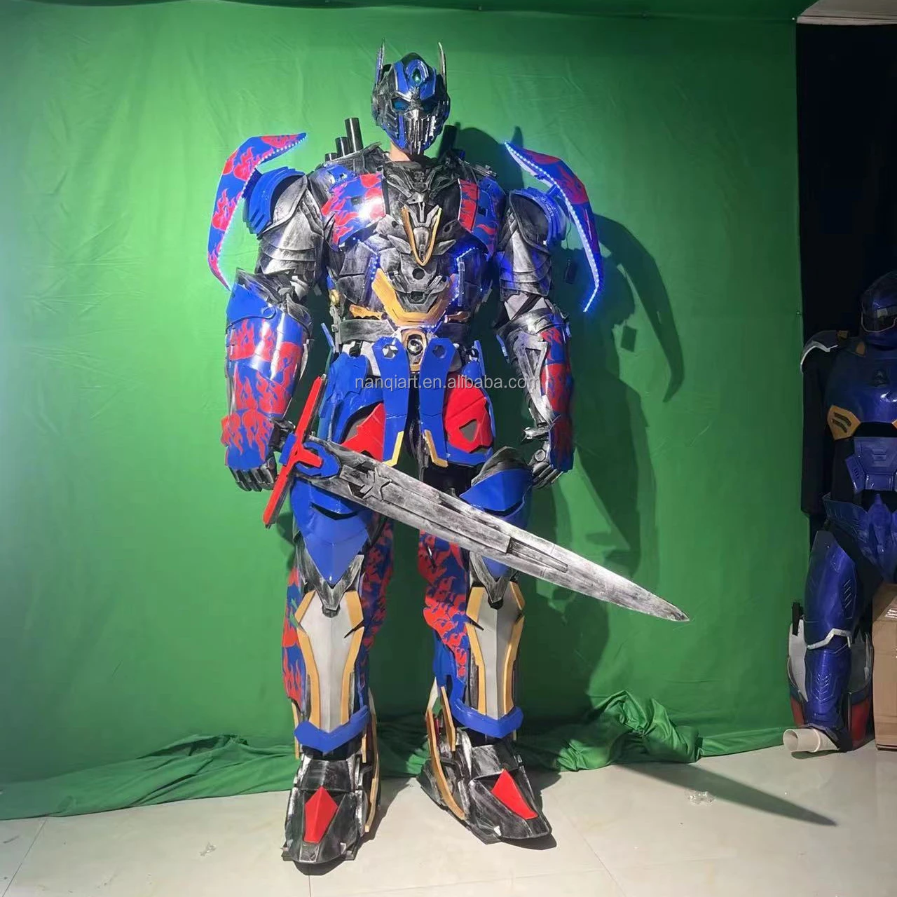 New Style Adult Blue Led Lights Robot Costume Event Party Props Dance Performance Costumes Cosplay Costumes With Microphone