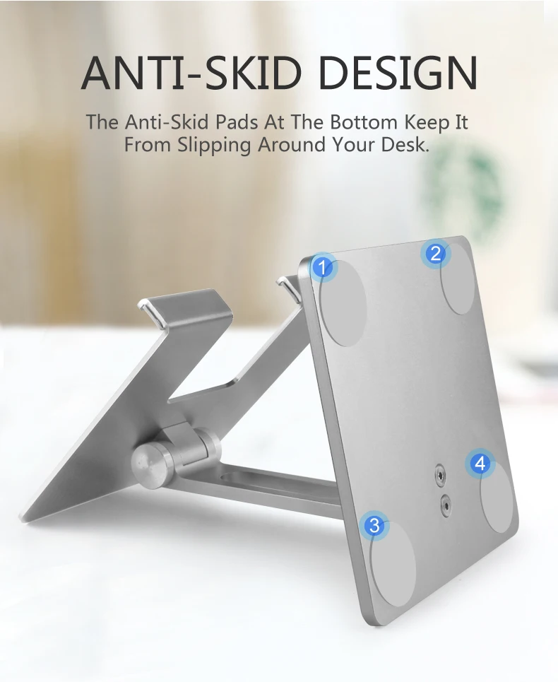 Aluminum Alloy Desk Fold Holder Stand Adjustable Desktop Tablet Holder Universal Table Cell Phone Stand For iPhone iPad Xiaomi