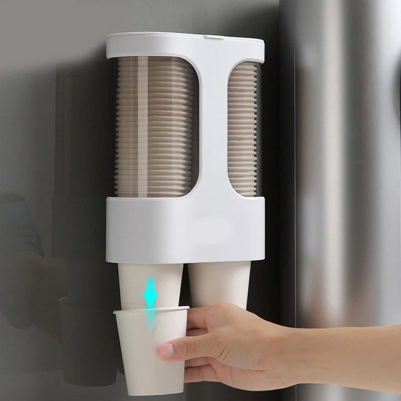 2021 hot selling high quality non punching wall mounted dust-proof double tube automatic disposable water dispenser cup