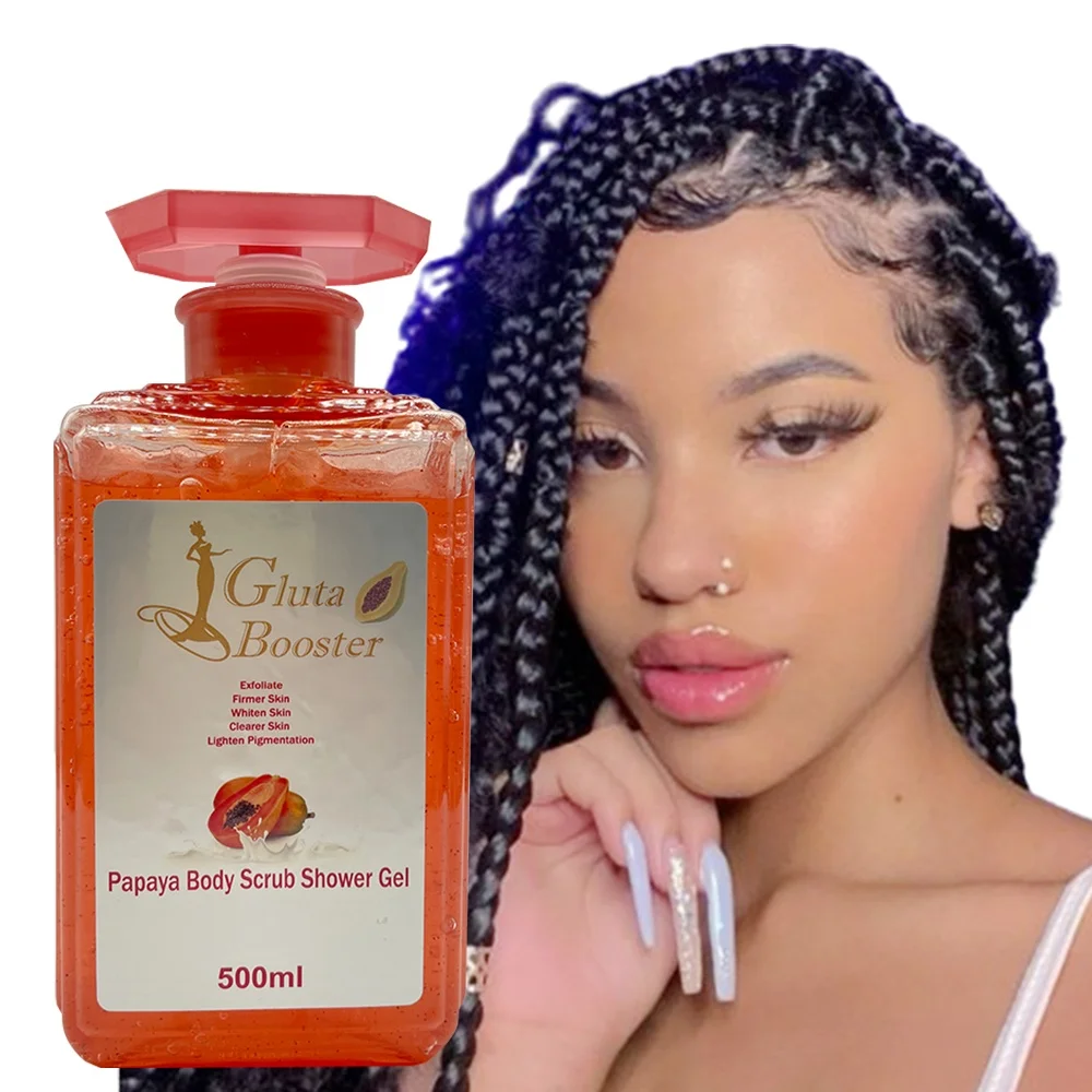 Gluta Booster Papaya Shower Gel Rich in Antioxidant Firming Skin Fade Blemish Extra Whitening Revitalizes Clearer Cream Bath
