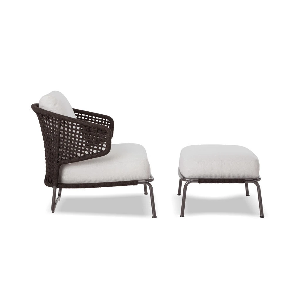 Patio Furniture Modern Design 1 Seater Rope Rattan Outdoor Corner Soft Modern Sofa