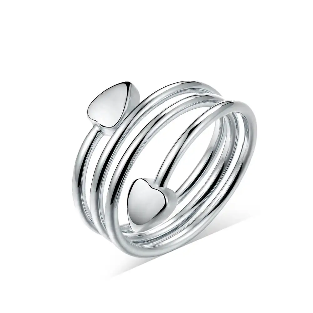 BioMagnetic Jewelry Silver Plated Pure Copper Snake Magnetic Heart Shape Adjustable Finger Ring for Arthritis