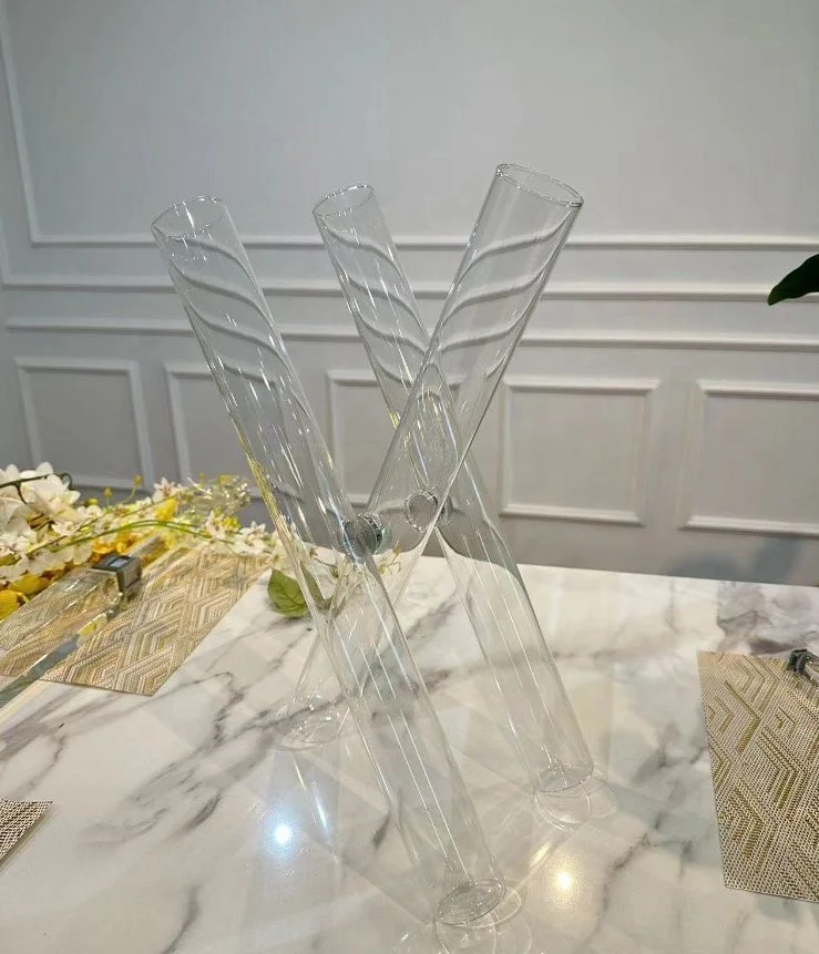 HY Wholesale Banquet Events Modern Glass Cylinder Flower Vase Centerpiece for Wedding Table