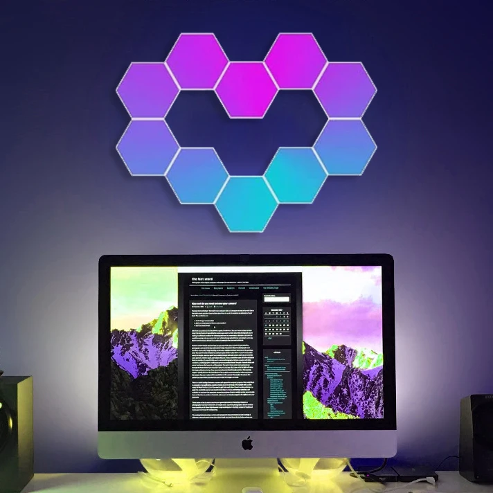 Smart LED Panel Wall Lamp Indoor Hexagonal LED Panel Light with DIY Touch Sensor for Living Room & Gaming Room
