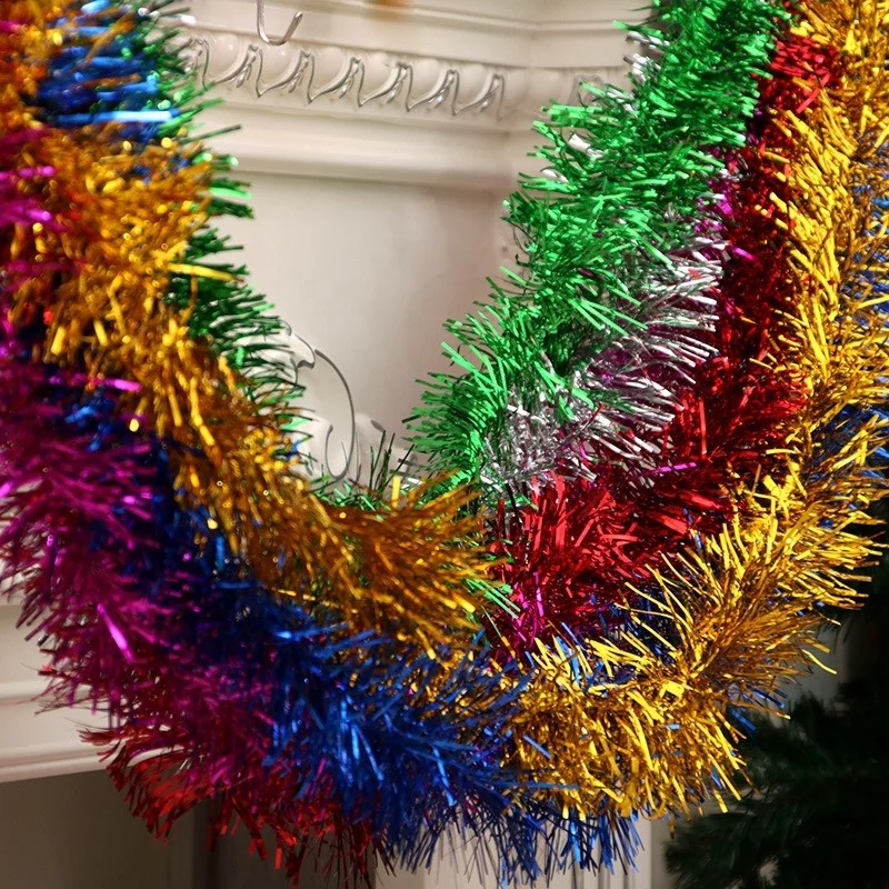 Tinsel Garland for Christmas Tree Decorations Wedding Birthday Party Supplies Thick Stripe Garland Home Christmas Tree Ornament