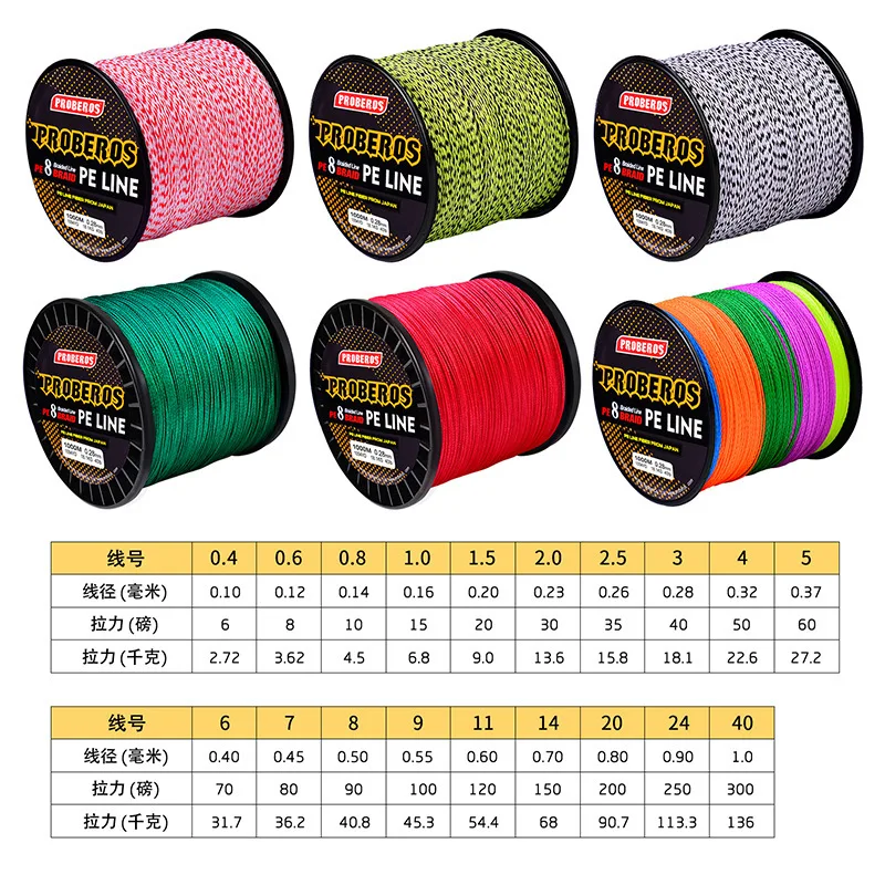 W8 1000m PE braided  main line japanese braided fishing line sea fishing