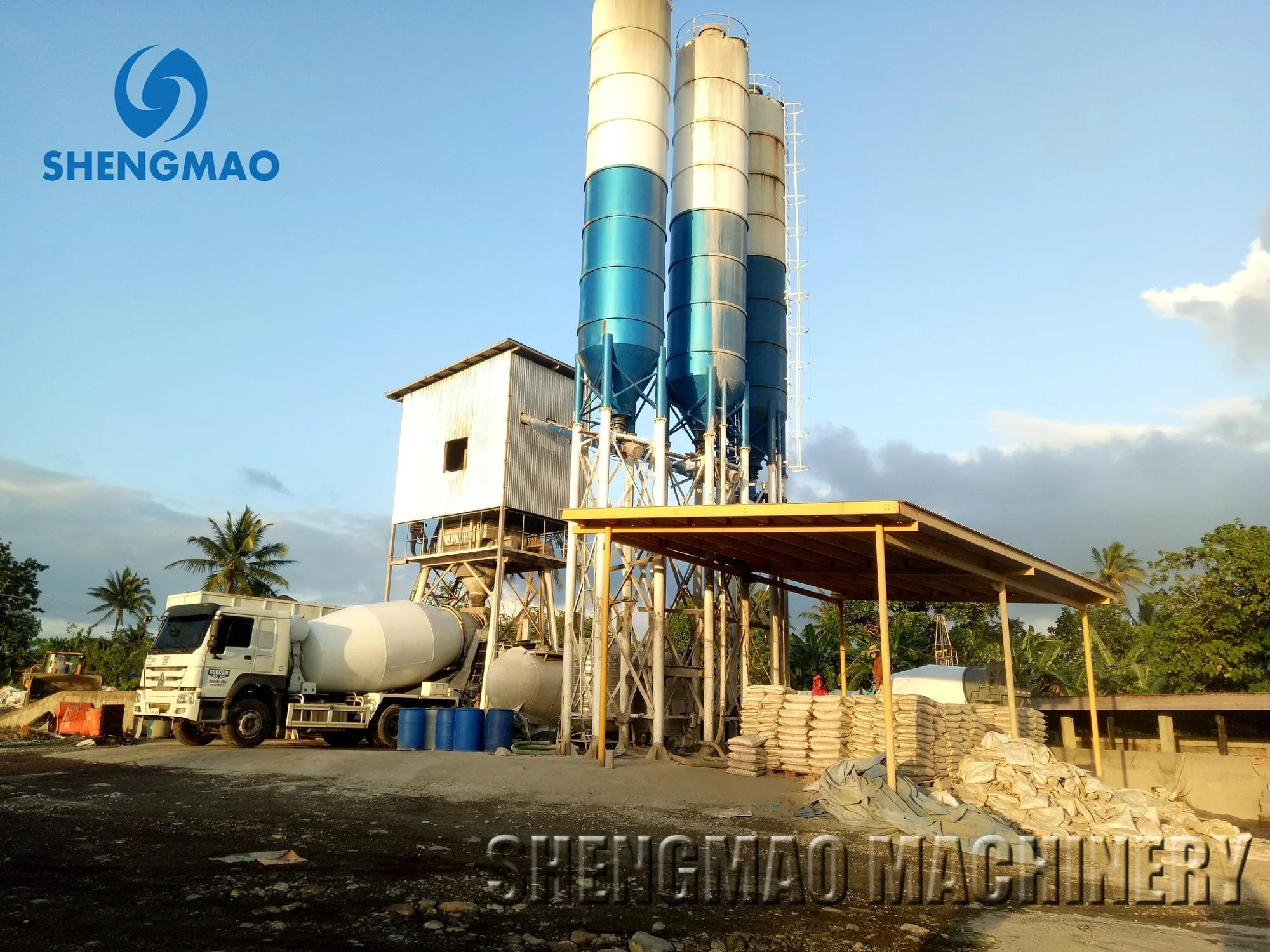 high quality  HZS50  concrete batching plant concrete mixing plant for ready mix concrete with china factory price