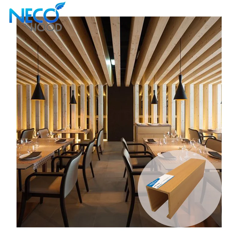 Necowood Anti-Uv Waterproof Wood Plastic Composite Wpc Interior Design Decorative Ceiling