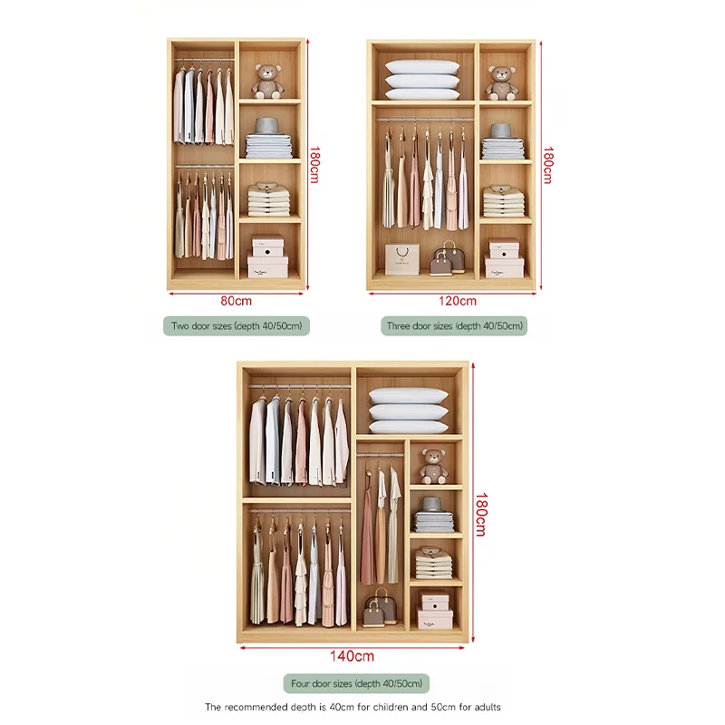 Modern minimalist wardrobe bedroom cabinet wooden simple clothes press storage