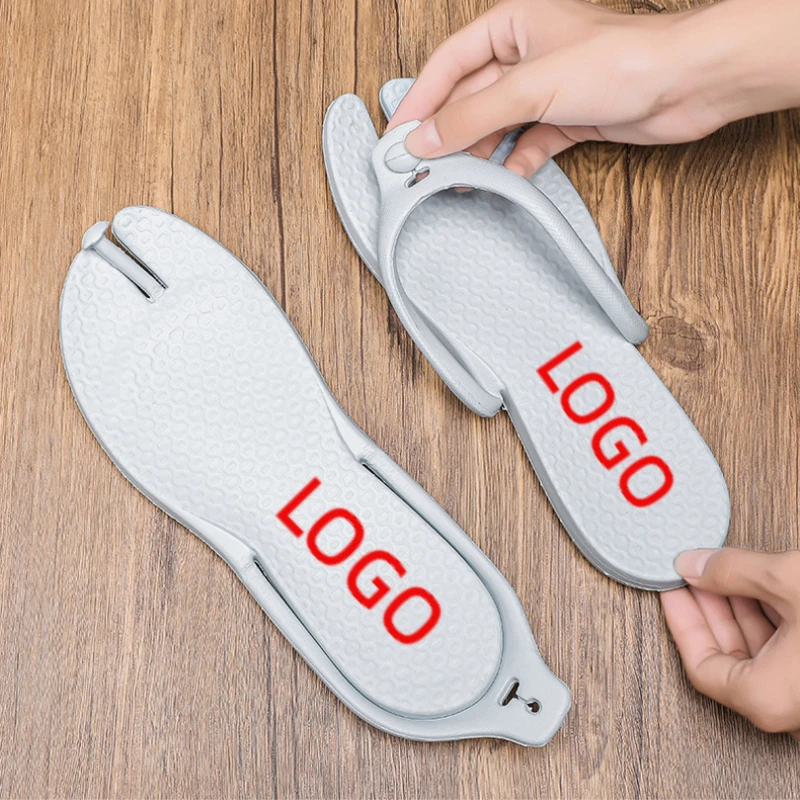 Custom Brand Logo Funny Foldable Slippers in Bags Beach Shoes Sandals Men Women Hotel Travel Flip-Flops Slippers