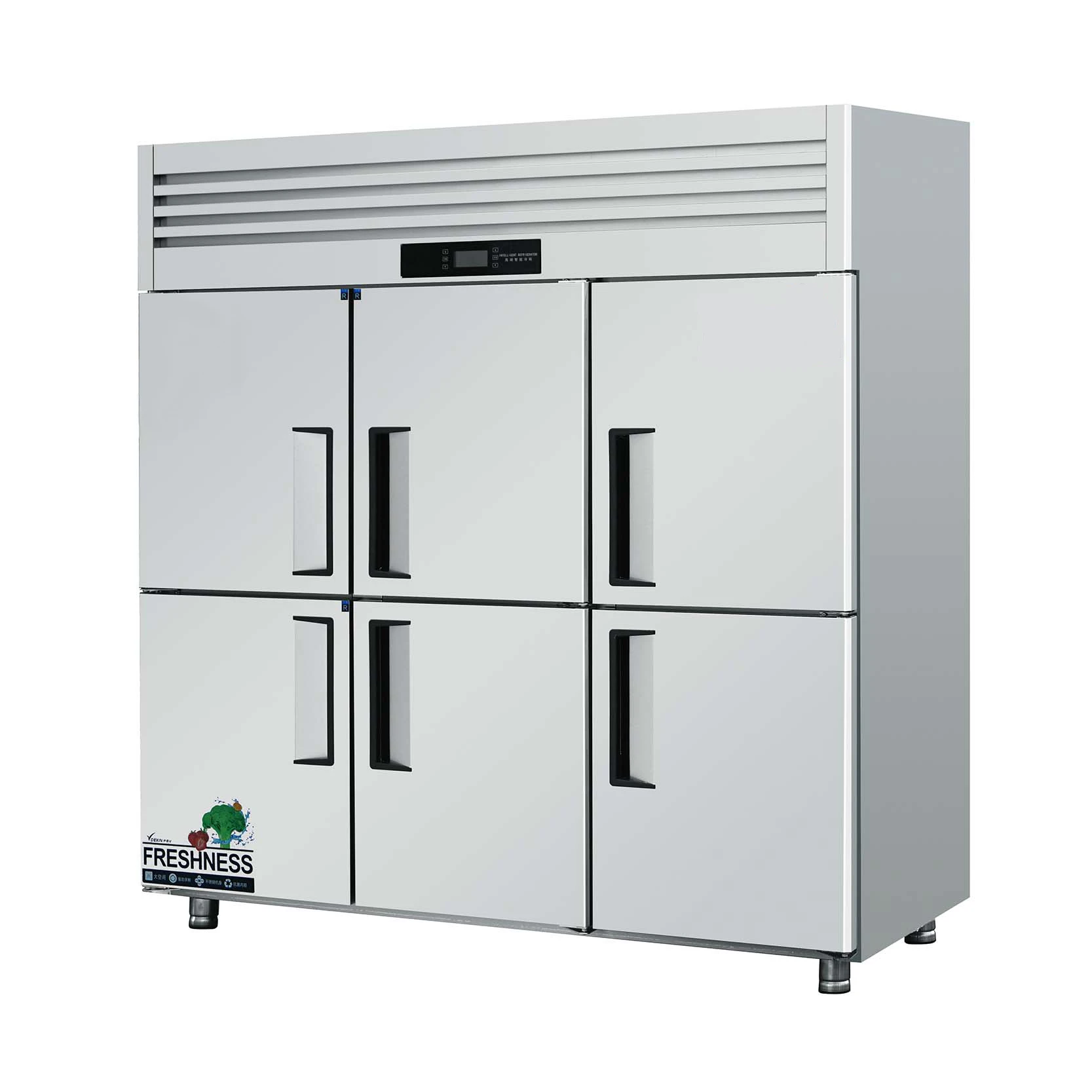 480L capacity Stainless Steel Commercial Worktop Freezer Air Cooling Workbench 2 Door Under Counter Refrigerator