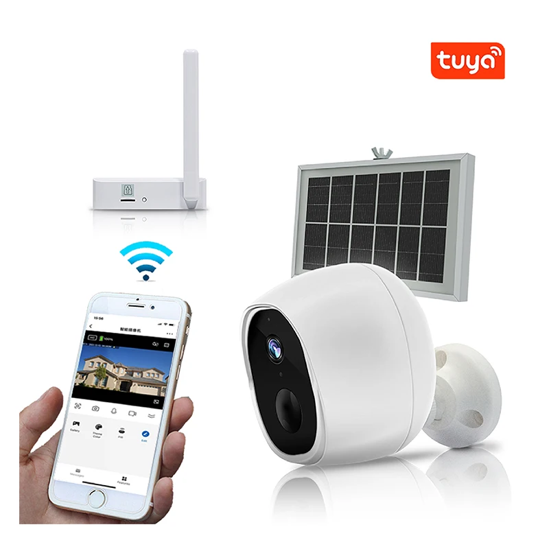 Professional Wholesale Waterproof 2mp Tuya 1080P Wireless Wifi CCTV IP Camera With Memory Card Solar Home Security CCTV Camera