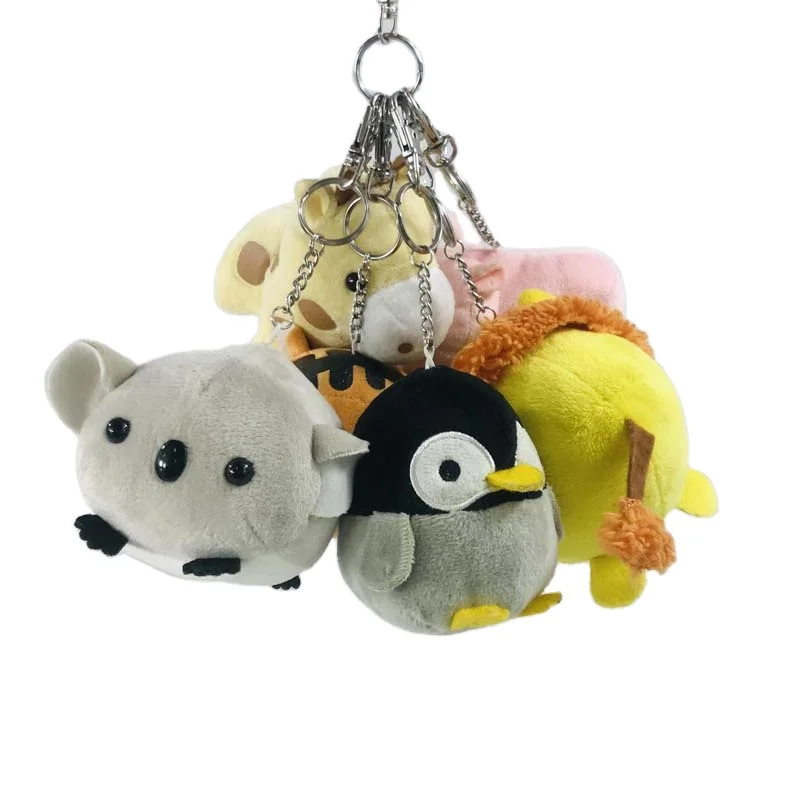 Factory Cute Soft Baby Stuffed Lion Giraffe Koala animals Kid Mini Keychains Plush Keychain Toys