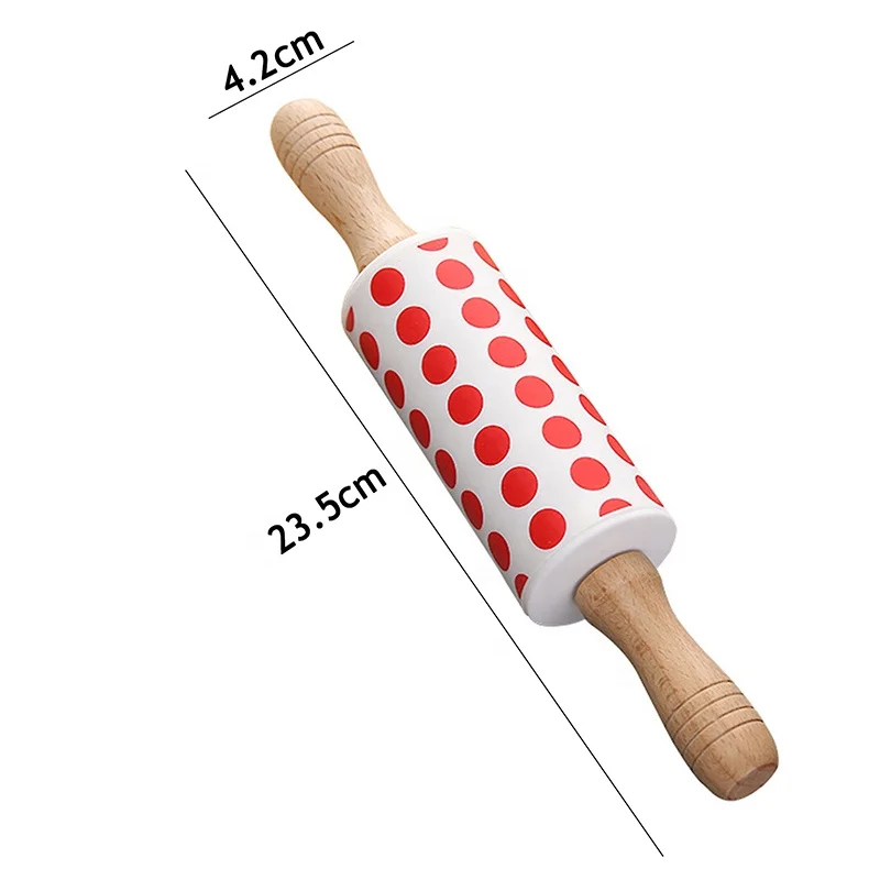 Wanlihao Mini 23cm Nonstick Silicone Rolling Pin with Wooden Handle