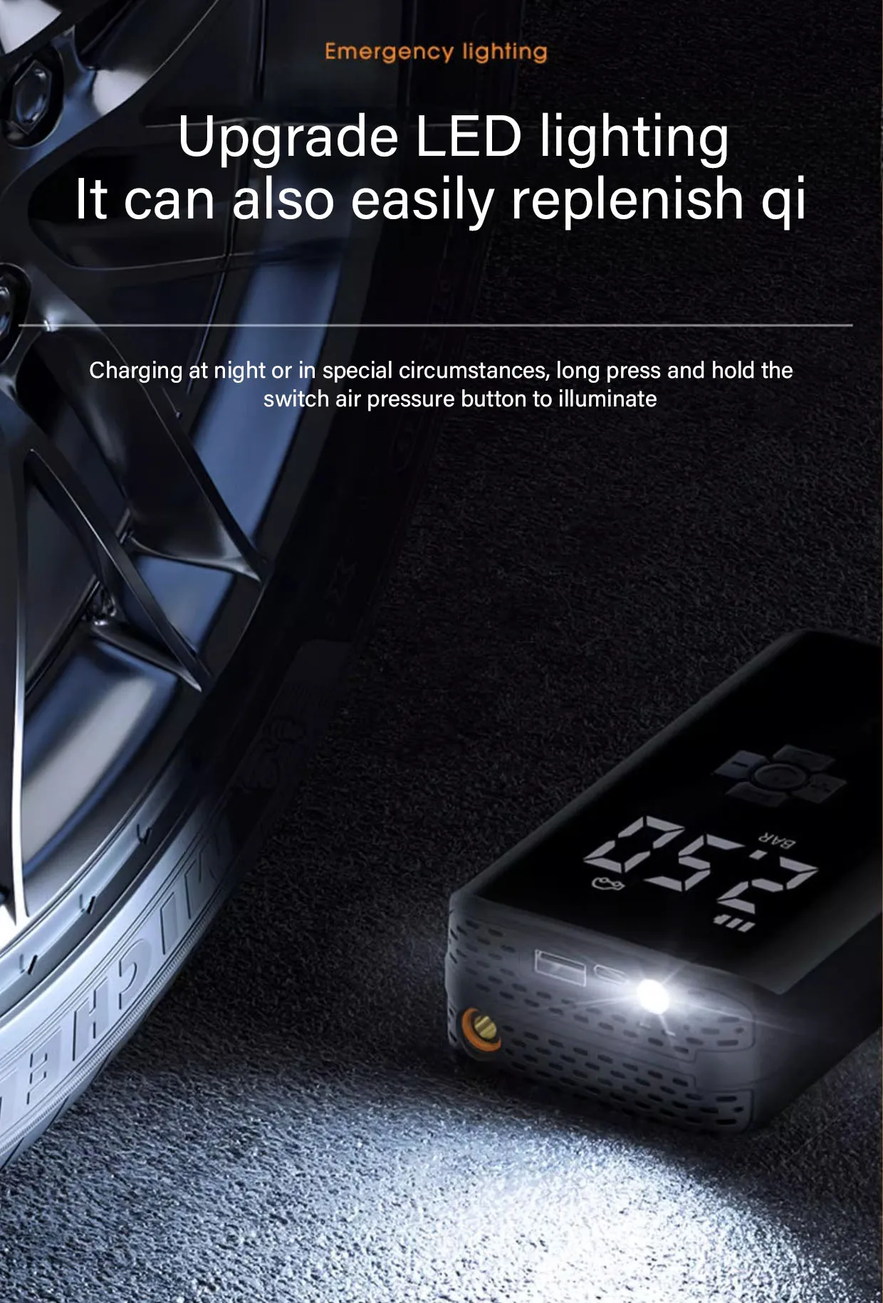 Mini Digital Display Car Tire Inflators LED Lighters Wireless Air Compressor ABS Cordless Air Pump For Car Bicycle Ball