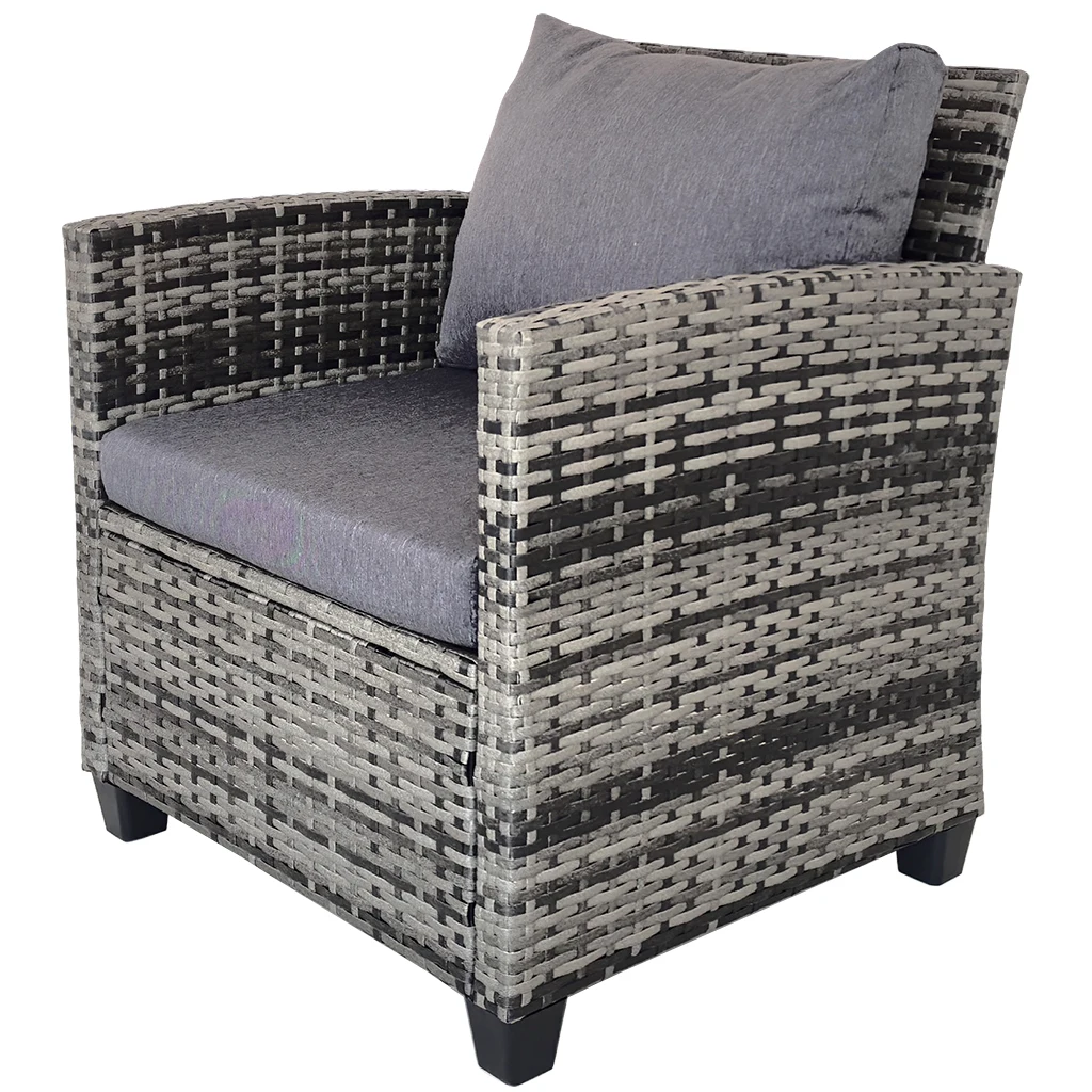 Wholesale Manufacture Set of 4 Leisure  Conversation Rattan Table and Chair with Plastic Feet