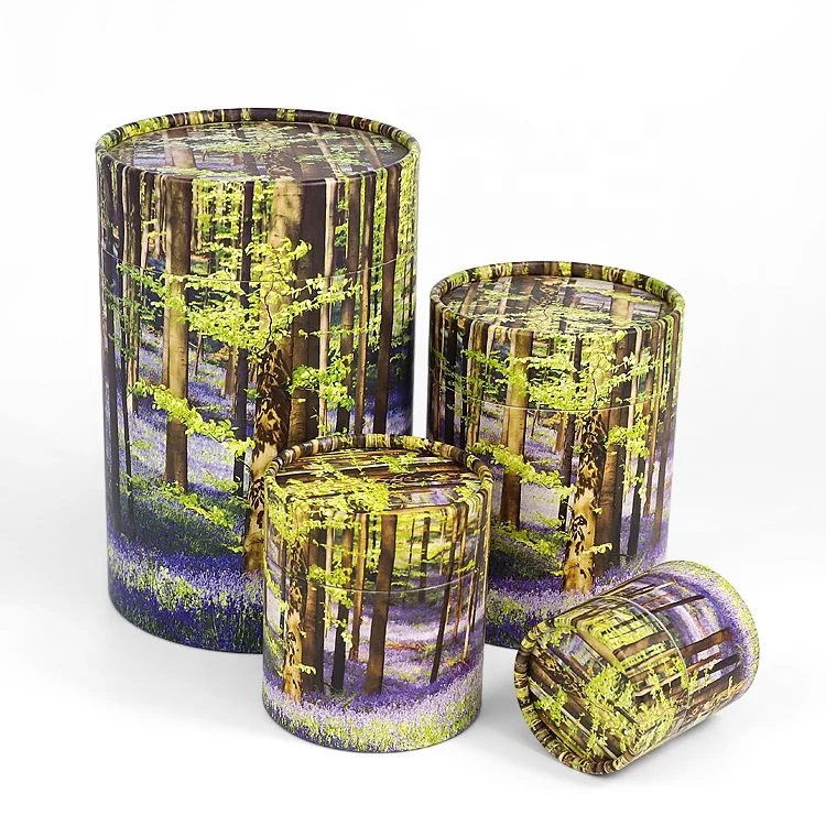 Biodegradable funeral supplies cremation urns human ashes customize paper casket boxes pet scattering tubes