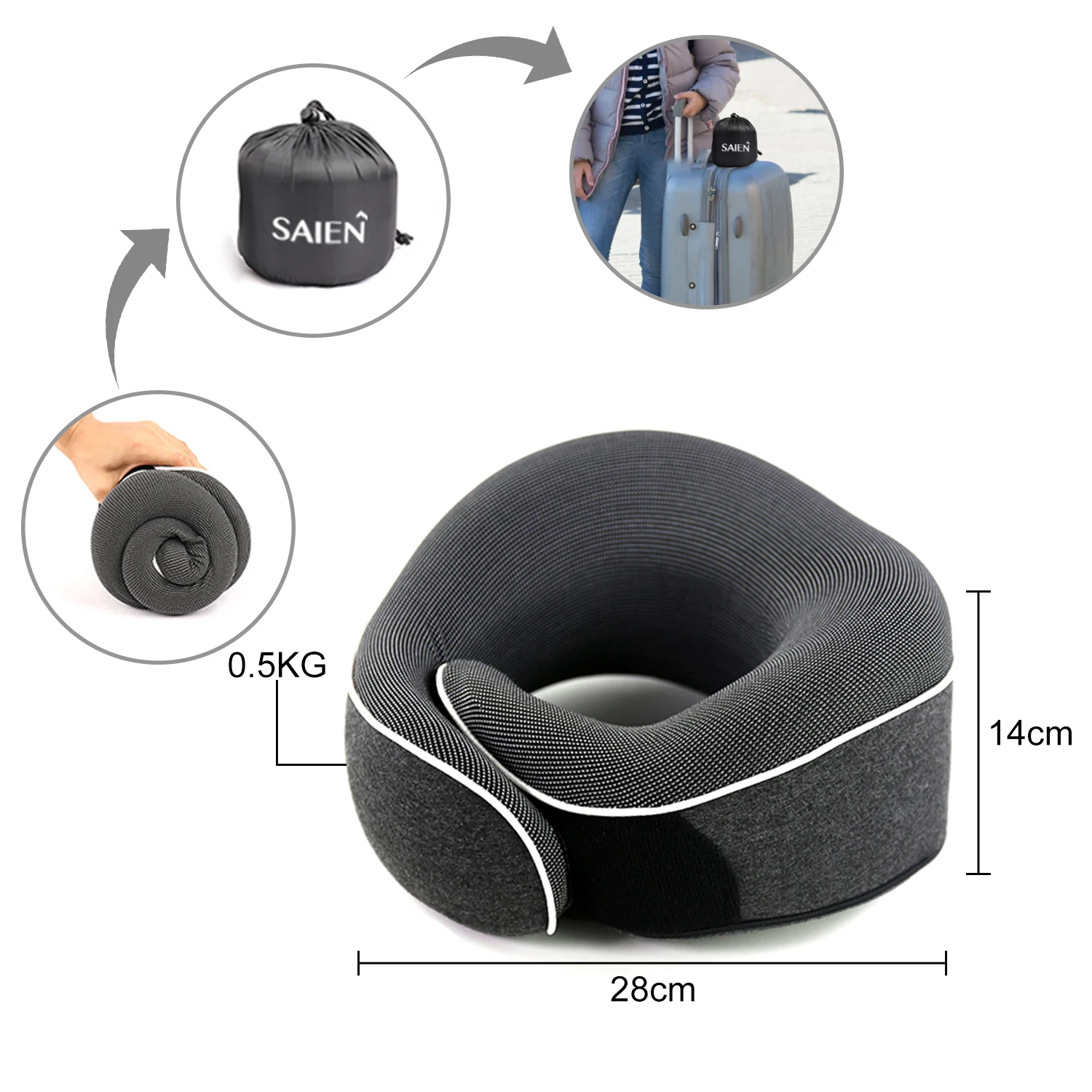 Ergonomic Design 3 In 1 foldable travel neck pillow Set  Memory Foam cooling Relax Flexible Travel Neck Pillow With Eye Mask car