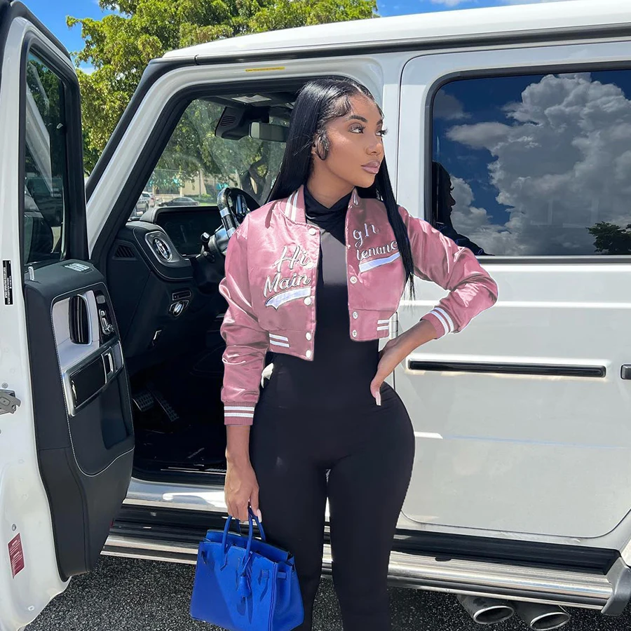 K22C22606 Custom Clothes Letterman Jacket Letter Embroidery Baseball Uniform Outfit Women Varsity Jacket