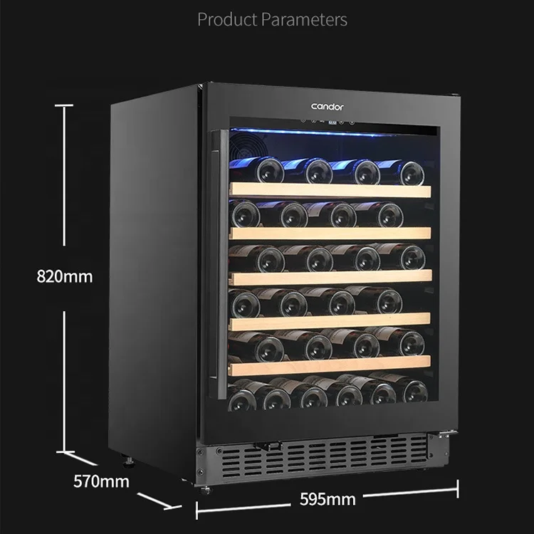 Candor 46 Bottle Glass Door Single Zone Built In Compressor Wine Cooler/ Wine Fridge/Wine Cellar