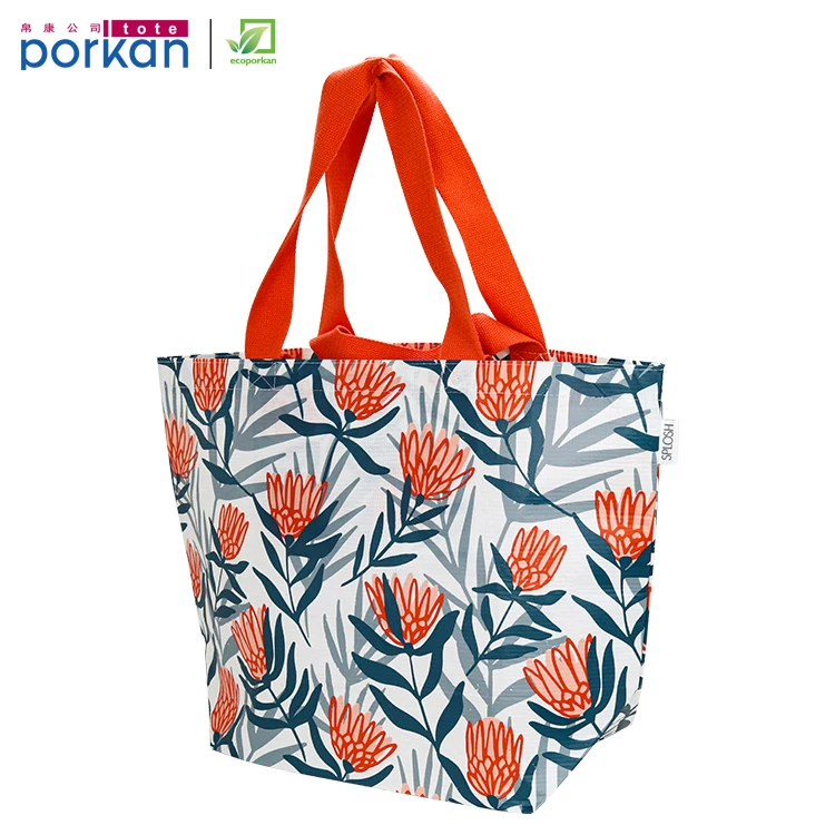 Custom Recycled Beach Style Women Tote Bag Eco Friendly RPET Water Bottles Reusable Doubdle Handle Shopper Bag With Inner Pocket