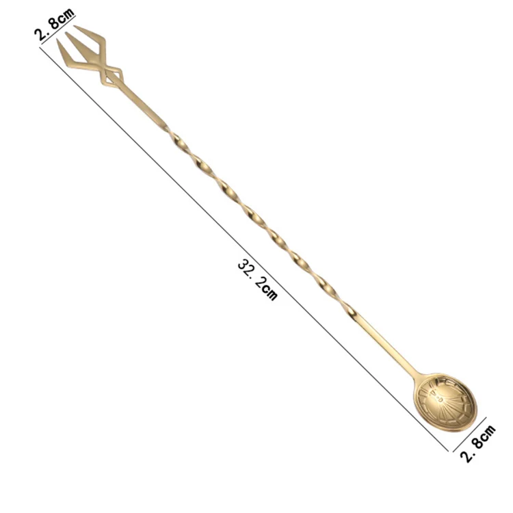 Custom Stainless Steel Cutlery Set Creative Bar Cocktail Stirring Spoon Swizzle Stick Long Mixing Spoons