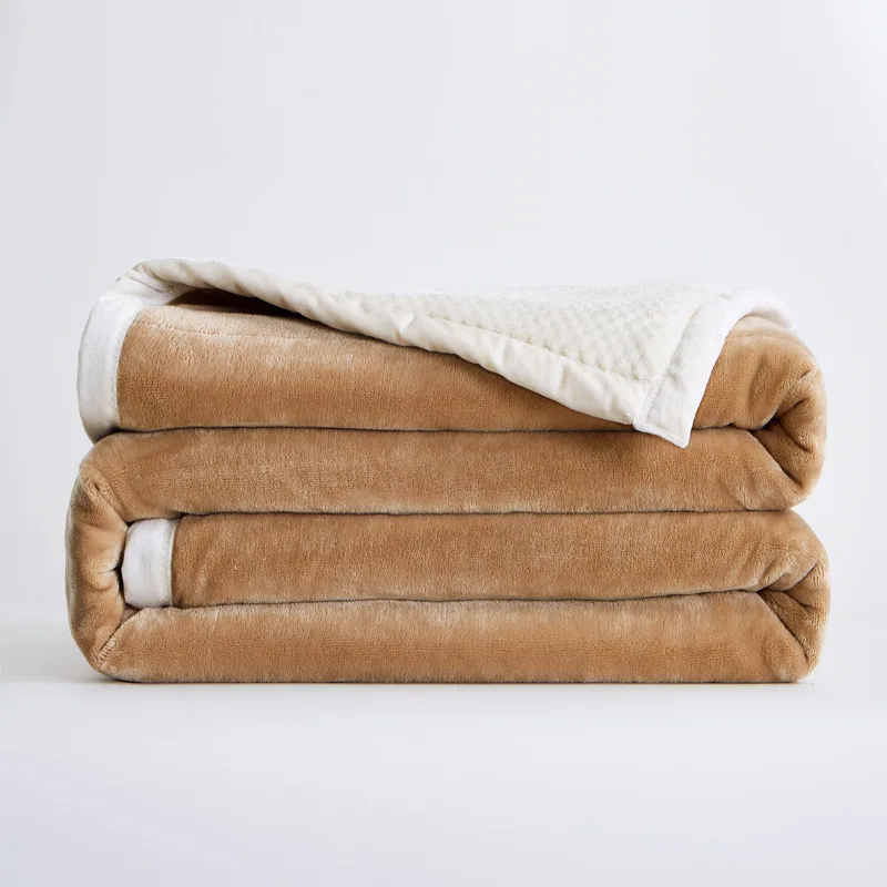 Hot sale soft solid color thickened air conditioning warm winter thick throw flannel fleece blanket