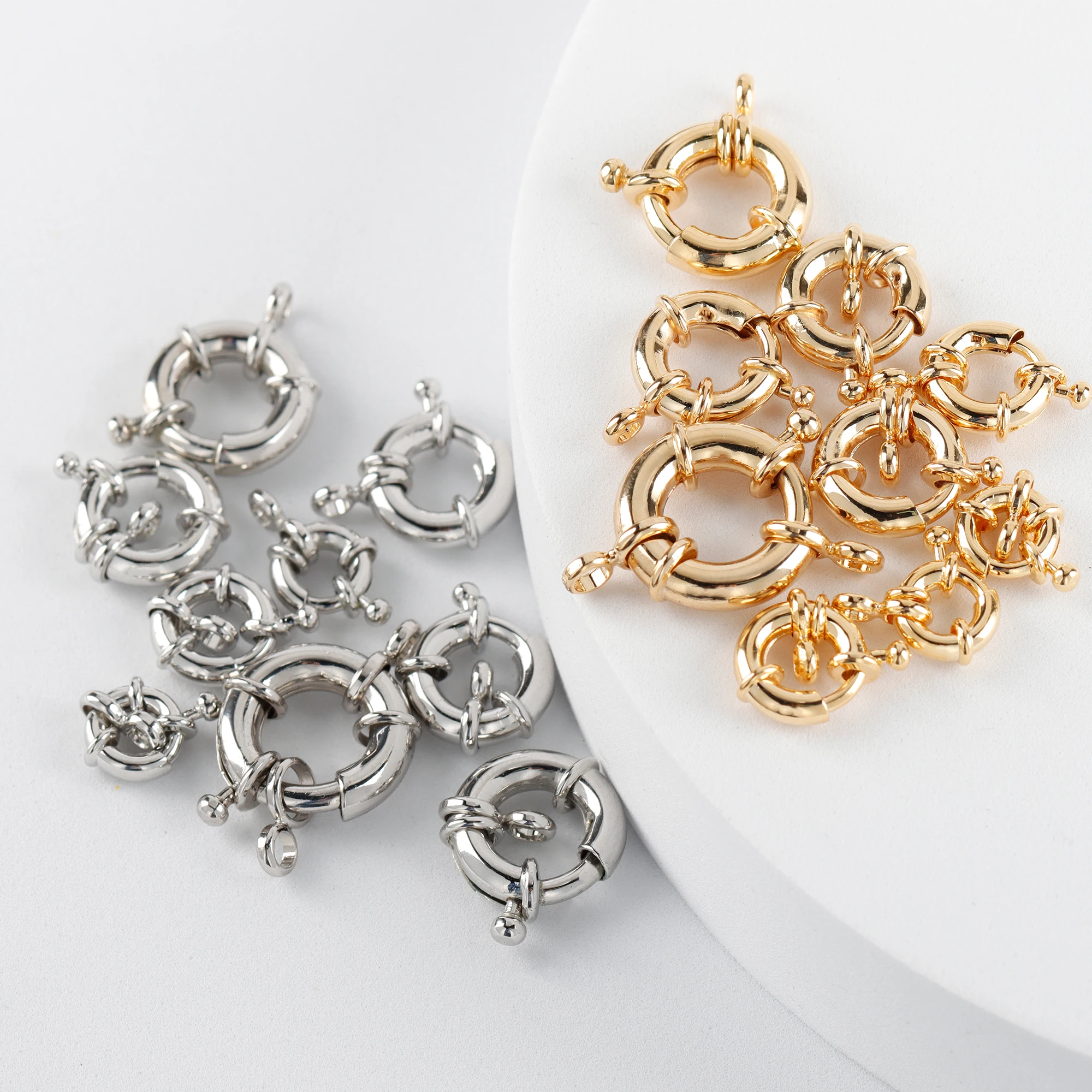Round Shape Clasp Hooks 18K Gold Plated Connectors Diy Necklace Jewelry Making Accessories M992 10 pcs/lot