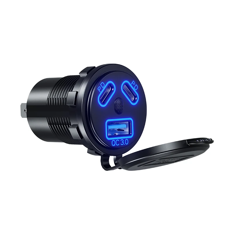 KEWIG Car Charger QC3.0 USB Charger Socket & Dual PD-C Ports, USB Smoke Socket, ON/OFF Switch