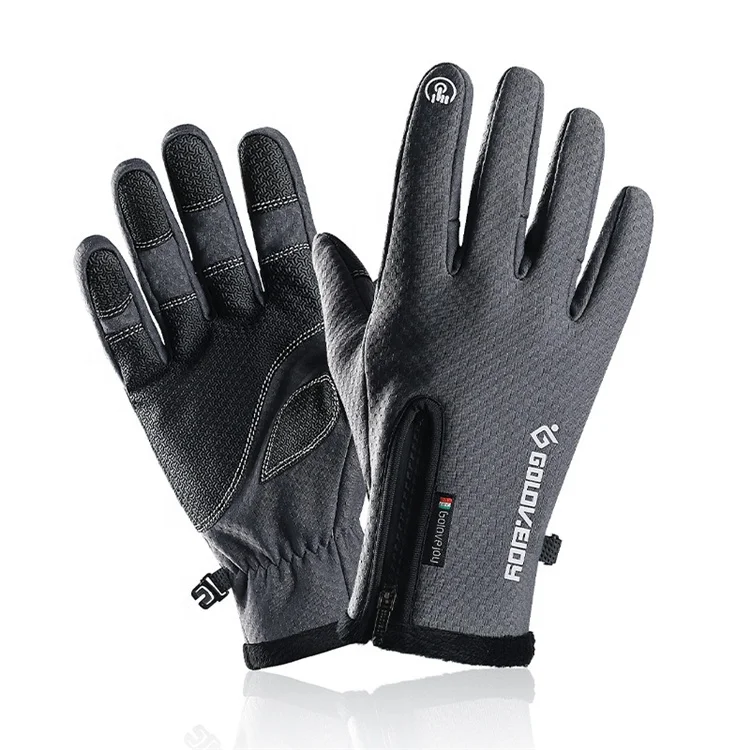 Wholesale prices Outdoor waterproof gloves winter touch screen unisex warmth riding zipper sports velvet mountaineering