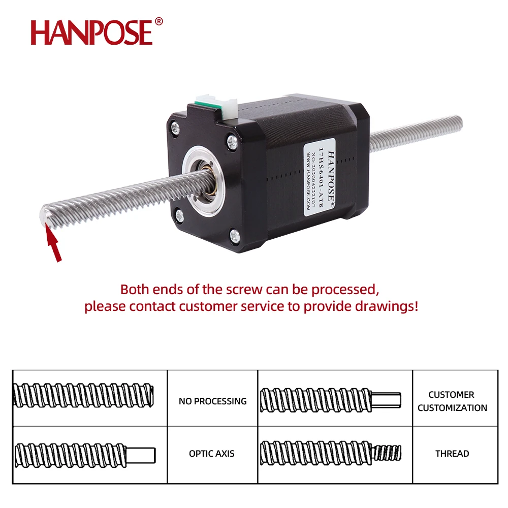 HANPOSE nema17 stepper motor For 3D Printer Monitor  42HA60-T8 70N.cm 1.7A 12V 42*60MM L300mm Through screw stepper motor nema17