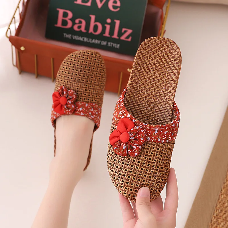 Top selling flax slippers flat sandals for women men indoor shoes