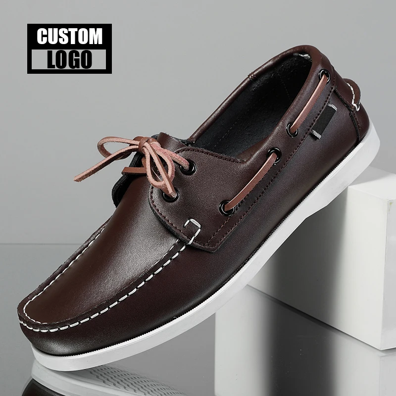 Men Classic Moccasins Boat Shoes Custom Your Odm Genuine Leather Driving Shoes Men Office Shoes Loafers