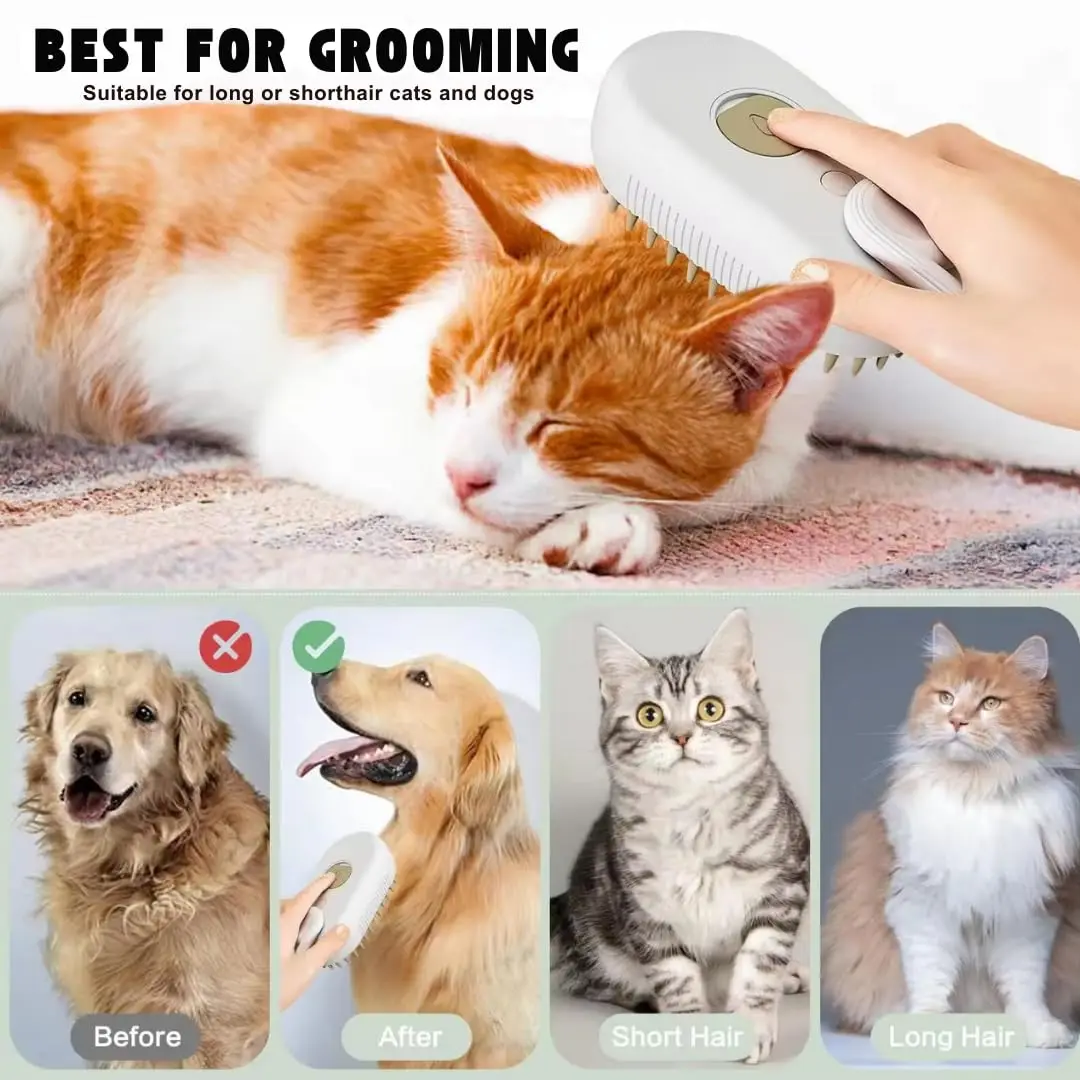 High Quality Steamy Self Cleaning Steam Cat Brush For Massage Silicone Steam Pet Brush For Removing Cat Hair Winding