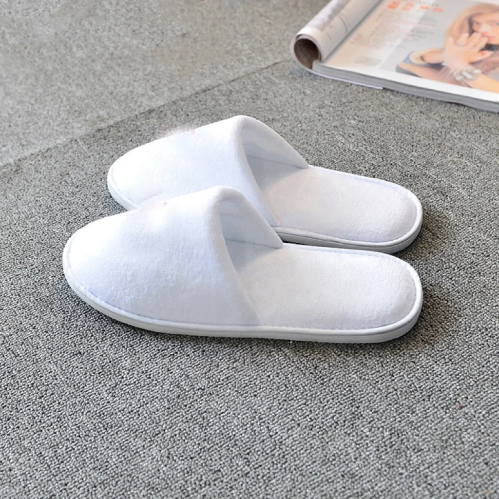 factory price wholesale  velvet velour plush hotel spa disposable indoor  slippers