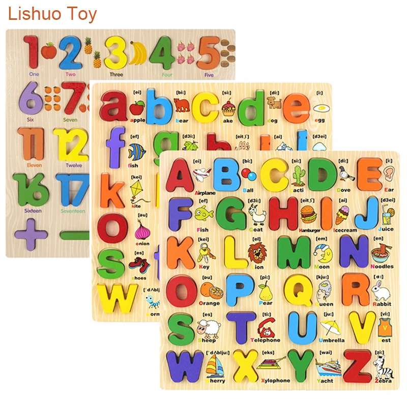 
Amazon Hot Sale Early Learning Baby Wooden Puzzles 26 letters Cognition board for kids 