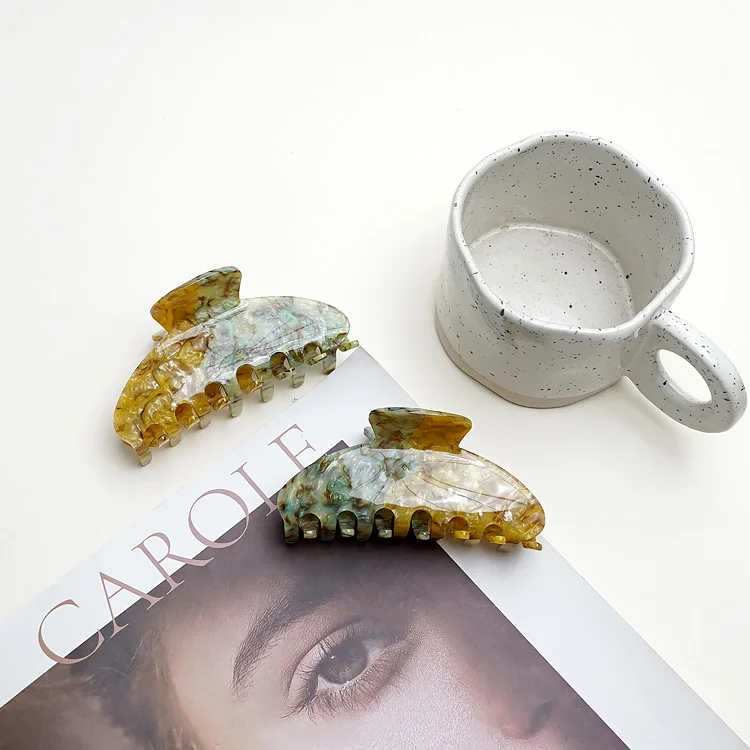 Creative Design 10cm Two-color Stitching Acetate Hair Claw Fashion Acetate Claw Clip Retro Style Hair Accessories Customization