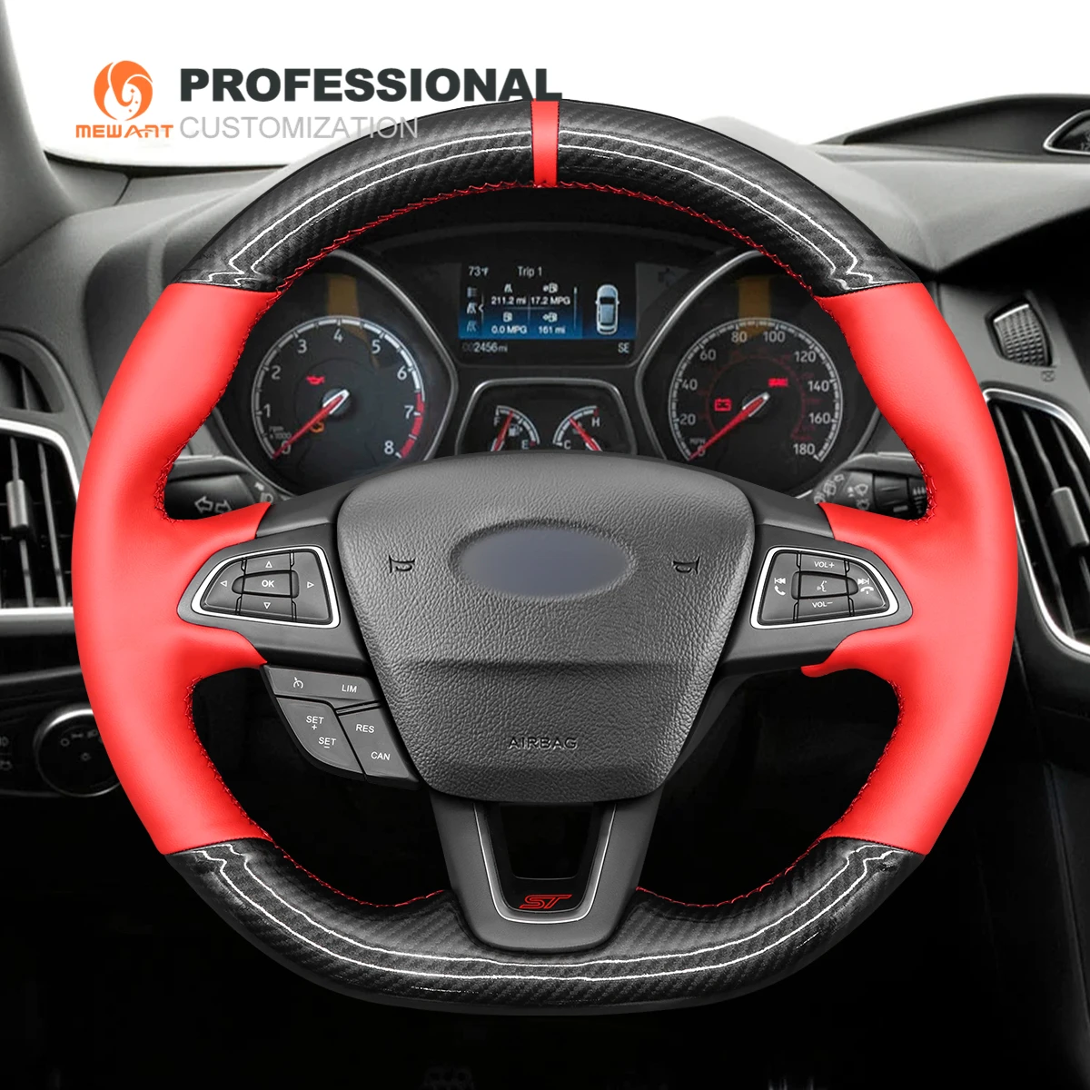 DIY Car Custom Steering Wheel Cover For Ford Focus/Fiesta/ Puma ST ST-LINE/Escape/Transit/F-150/Mustang/Taurus/Edge/Mondeo/C-Max