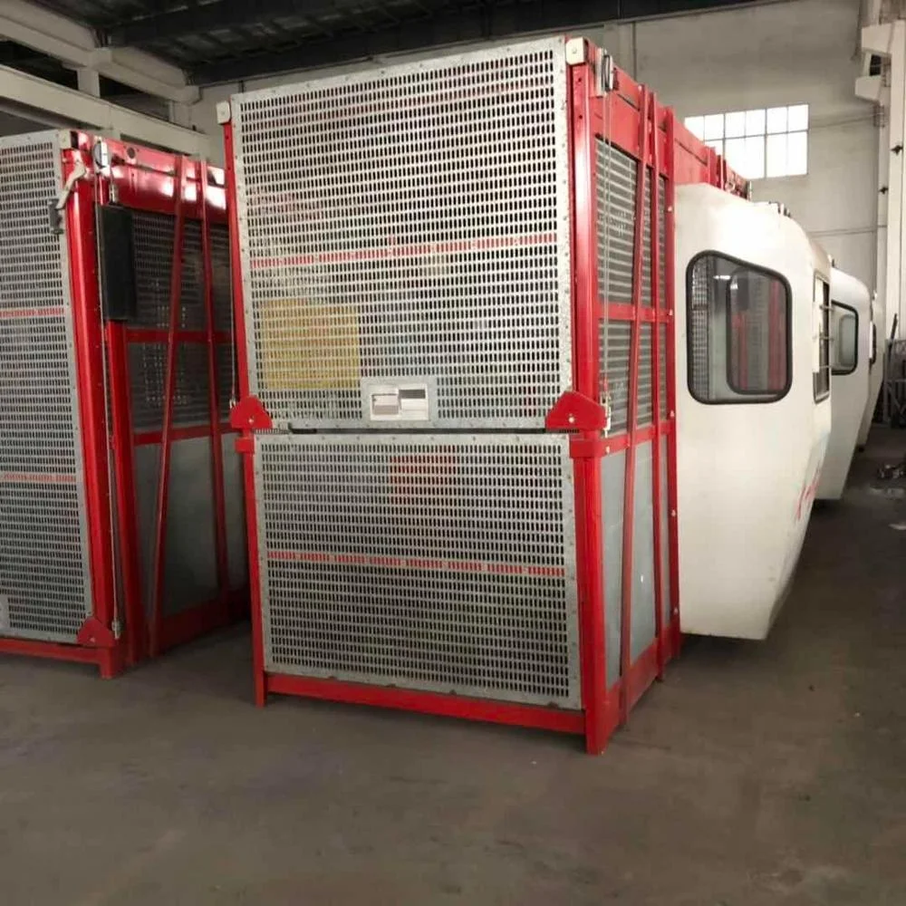 
double cages construction building hoist for lifting materials and workers 