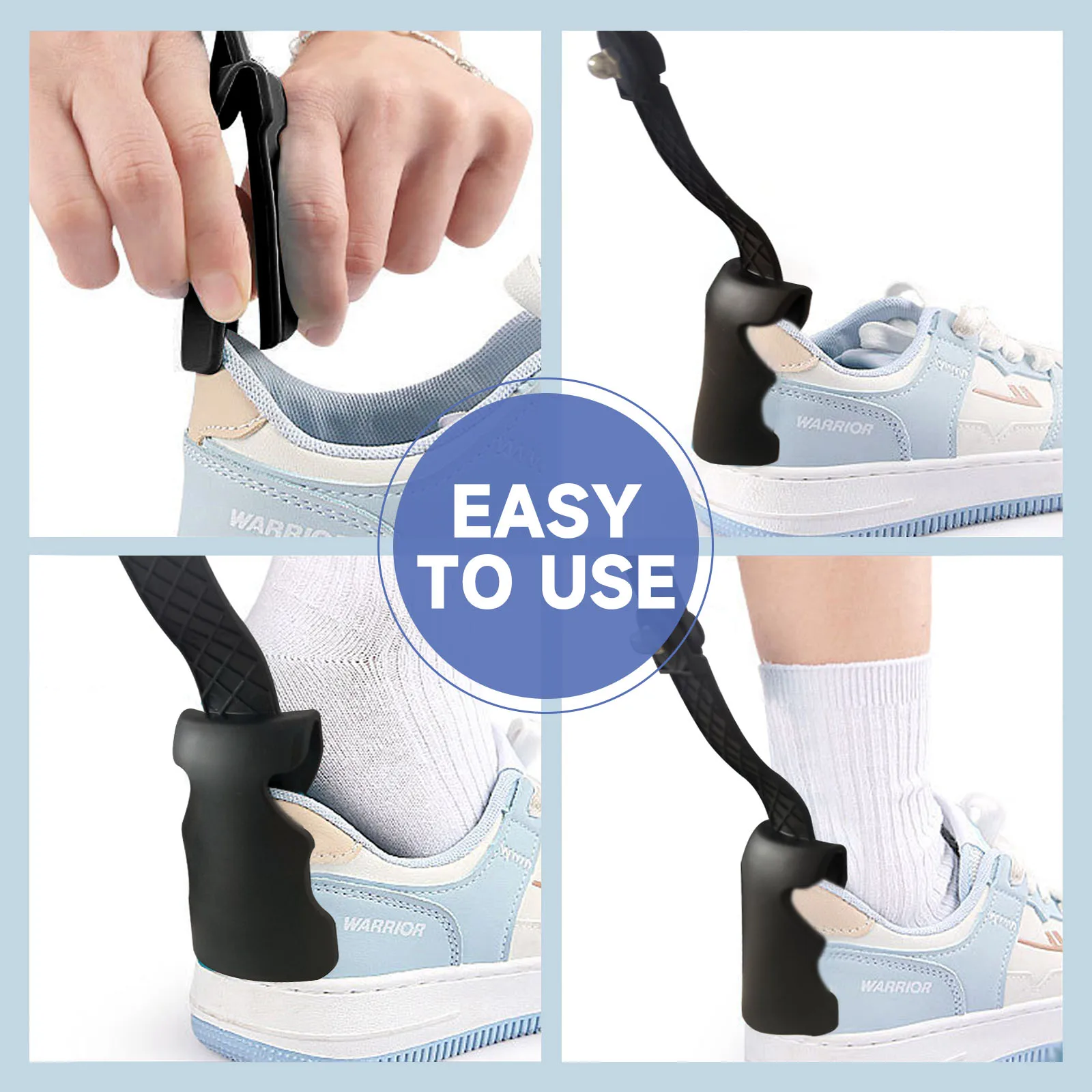 Wholesale folding mini plastic shoe horn for boots adjustable shoe dressing helper for portable travel use suit for seniors