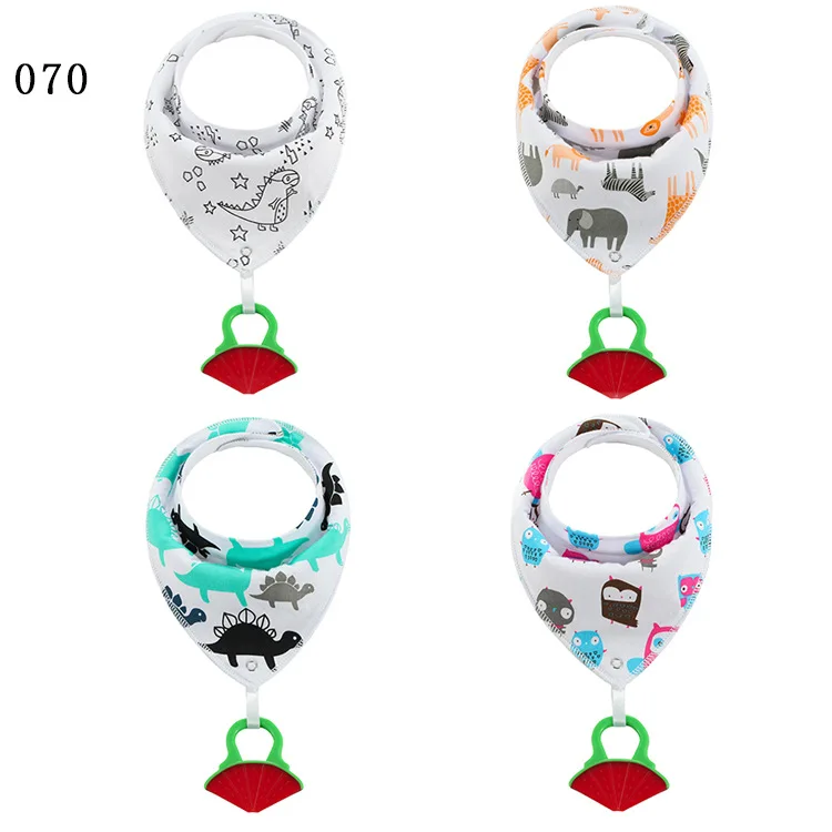 Factory China Manufacture Print Cotton Back Polyester Baby Bandana Bibs with Silicone