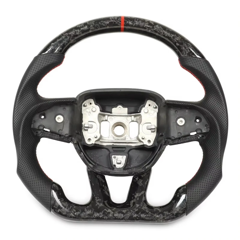 Carbon Fiber Steering Wheel Perforated Leather For Dodge ChallengerCharger Durango WD 2015-23 For Jeep Grand Cherokee SRT
