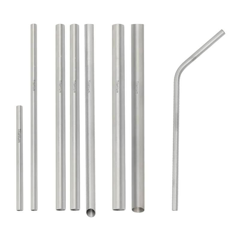 Pure Titanium Drinking Straw Curved Bent Ultralight Straight Reusable Camping Titanium Straw