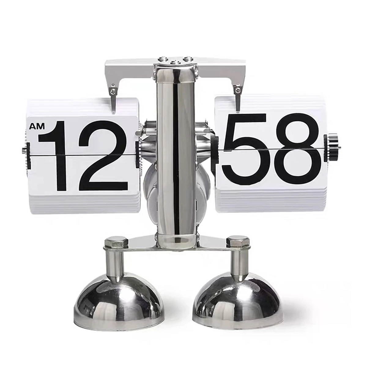Lelyi Modern Art Desk Flip Clock Metal Table Watch Scale Digital Auto Retro