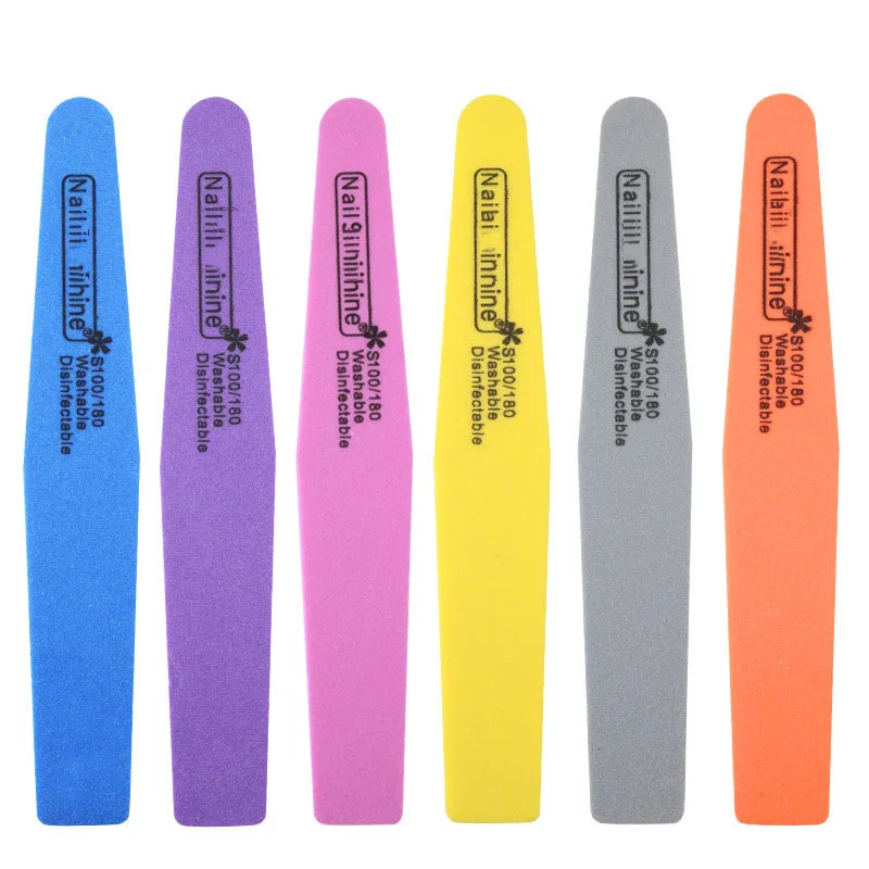 10 шт./лот пилочка для ногтей Блоки Красочные 100/180 губка моющиеся лак для ногтей шлифовальный буфер пилочки для ногтей