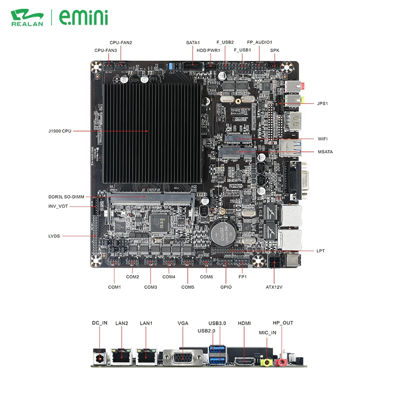 High Performance Low Power Consumption Quad Core CPU J1900 Embedded System Mainboard Industrial Motherboard